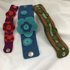 Felt cuff bracelets.